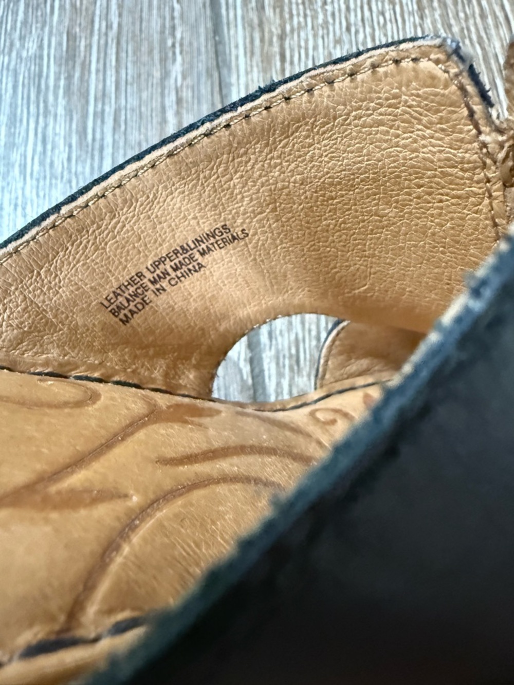 Born Black Leather Open-Toe Mule Slides with Tan Footbed - 8 - Picture 5 of 8